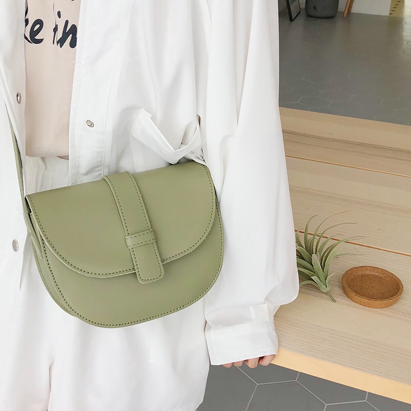 Túi đeo vai IELGY màu trơn phong cách retro trẻ trung thời trang dành cho nữ