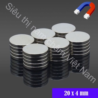 Nam châm 20x4mm set 5 viên viên hình tròn màu trắng bạc siêu mạnh