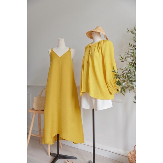 Nosbyn - Set Áo Nữ Tay Phồng Và Quần Dài Ống Rộng