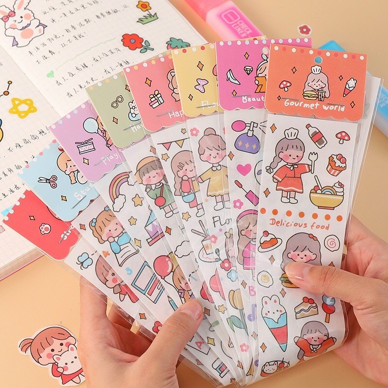 Sticker pilu Dán Trang Trí Sổ Lưu Niệm Hình Nhân Vật Hoạt Hình ST15