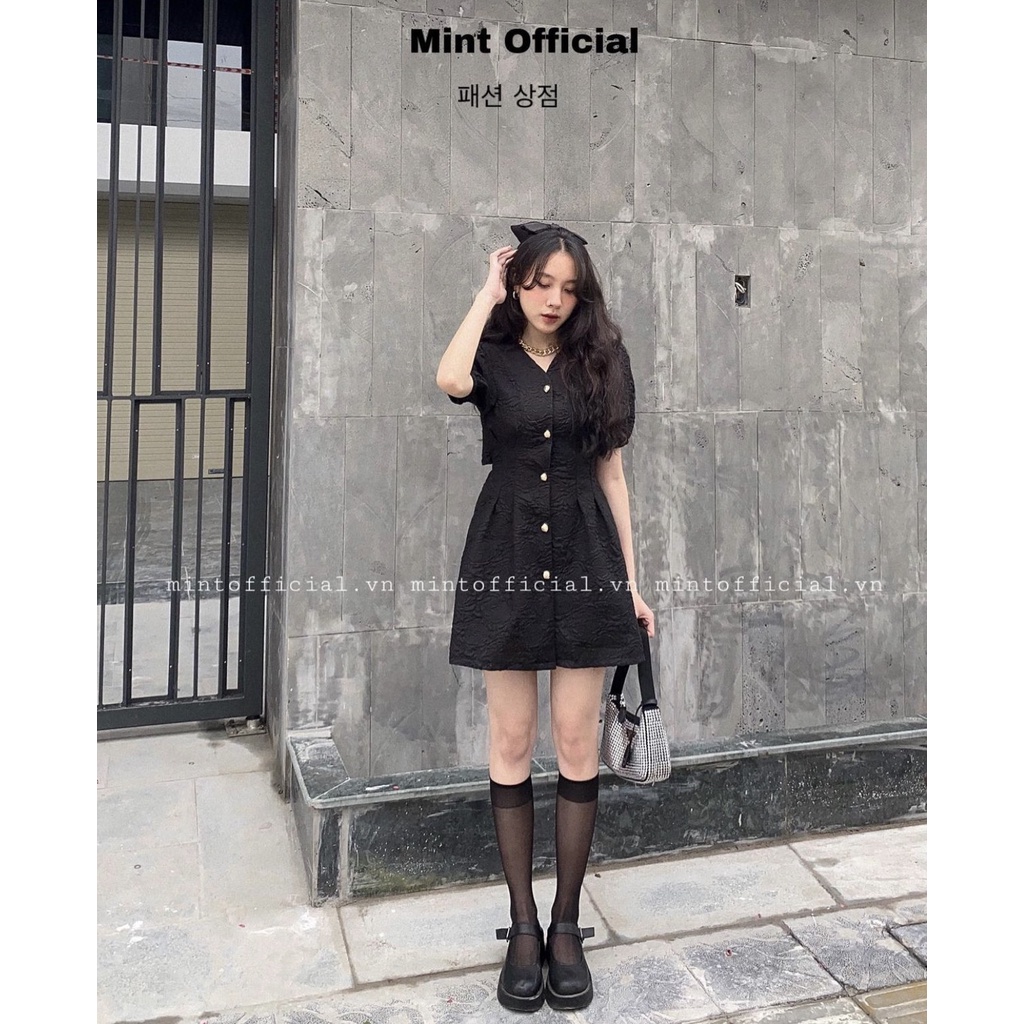 Váy gấm hở lưng trẻ trung, đầm nữ dáng chữ a cutout lưng xòe xinh