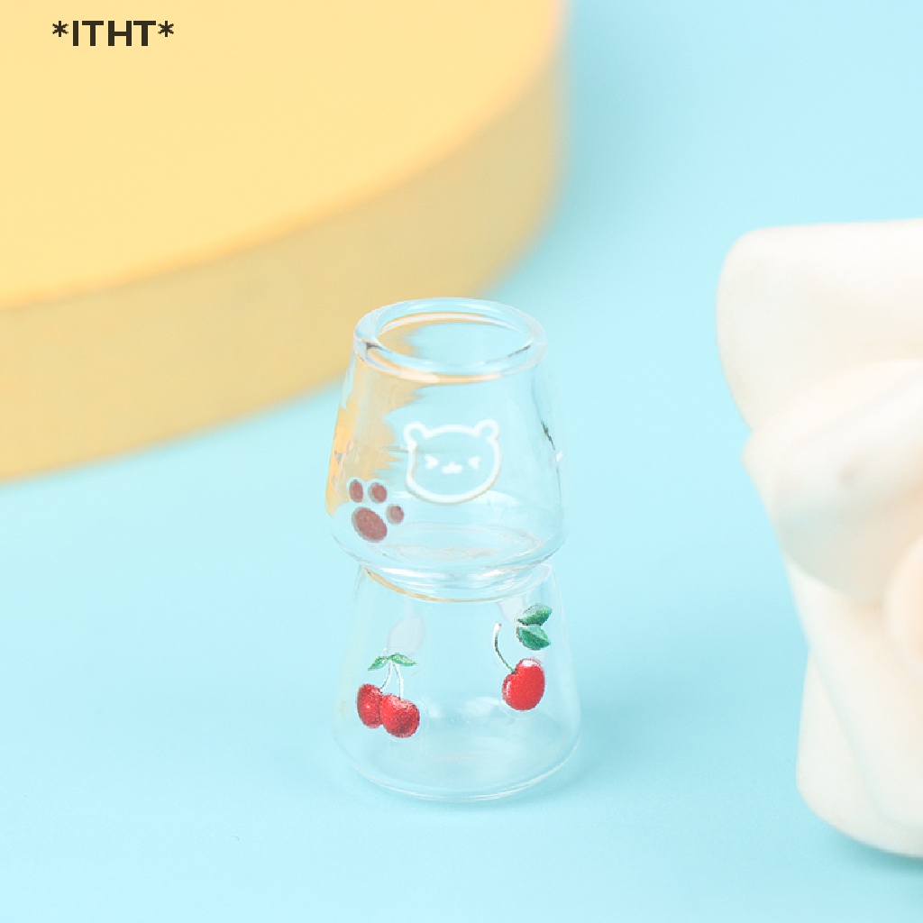 Bộ 4 Ly Thủy Tinh Trong Suốt Dùng Trang Trí Nhà Búp Bê Tỉ Lệ 1 / 12