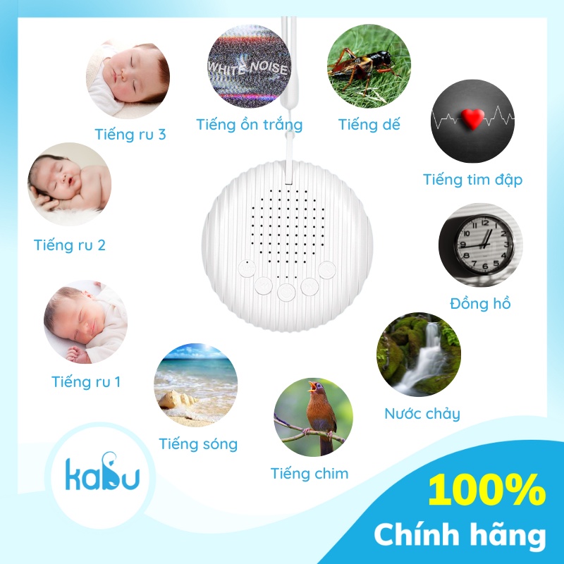 KABU - Máy Tạo Tiếng Ồn Trắng WhiteNoise Giúp Bé Ngủ Ngon Sâu Giấc, Xóa Tạp Âm