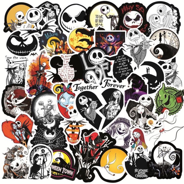 Sticker HALOWEEN set 30-50 cái ép lụa / hình dán chủ đề HALOWEEN hoá trang