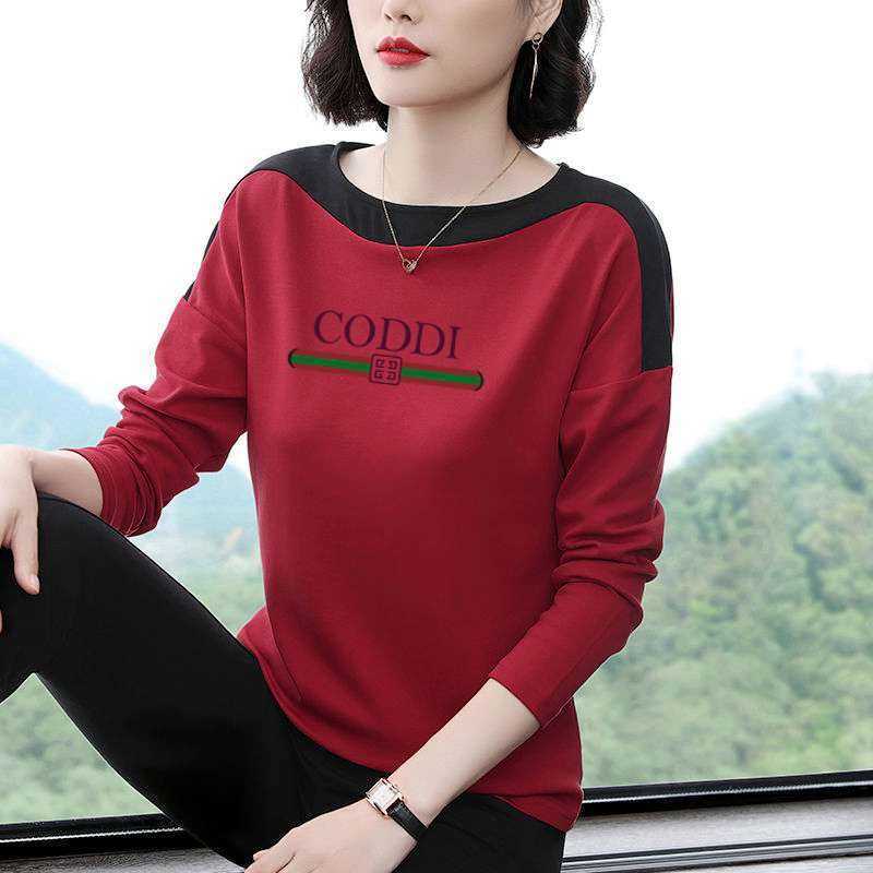 Áo thun tay dài cỡ lớn phong cách Hàn Quốc cho phụ nữ trung niên