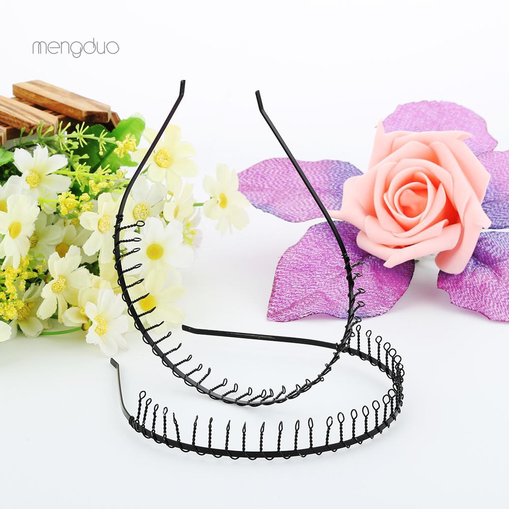 Set 2 Băng Đô Cài Tóc 83 Răng Kim Loại Có Răng Cưa Unisex