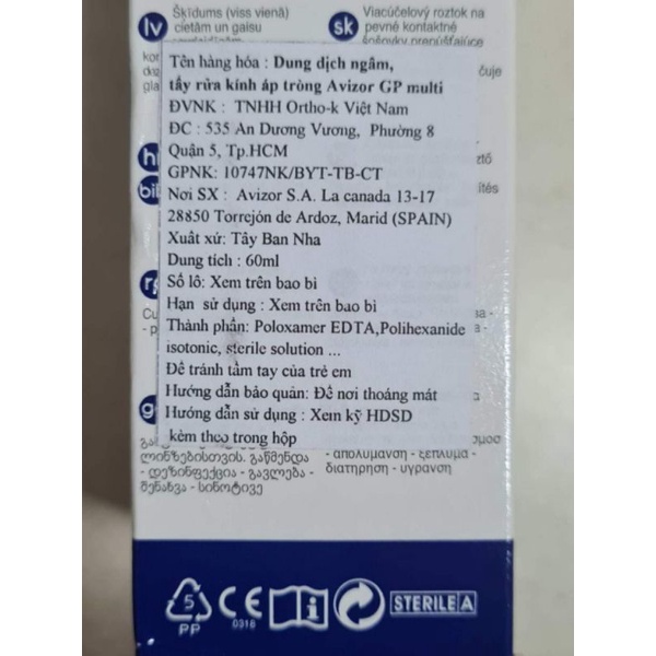 Combo 3 lọ dung dịch ngâm kính áp tròng cứng Avizor GP multi 240ml
