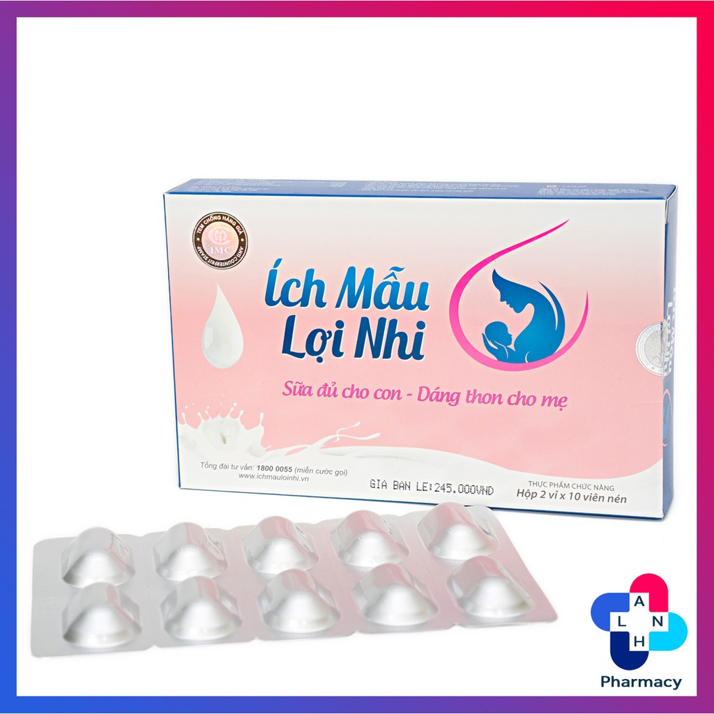 ÍCH MẪU LỢI NHI (20 viên) - Hỗ trợ tăng số lượng và chất lượng sữa cho mẹ.