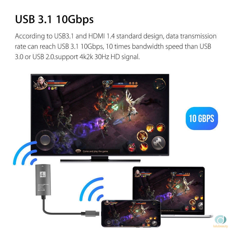 Cáp Chuyển Đổi Usb-C Type-C Sang 4k Hdmi Hdtv Cho Samsung S9 Note 8 Macbook Pro