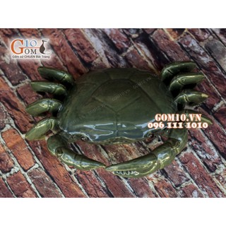 Tượng cua sứ men xanh dài 18cm