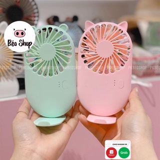Quạt tích điện cầm tay sạc USB Béo shop nhiều màu hình tai mèo dễ thương