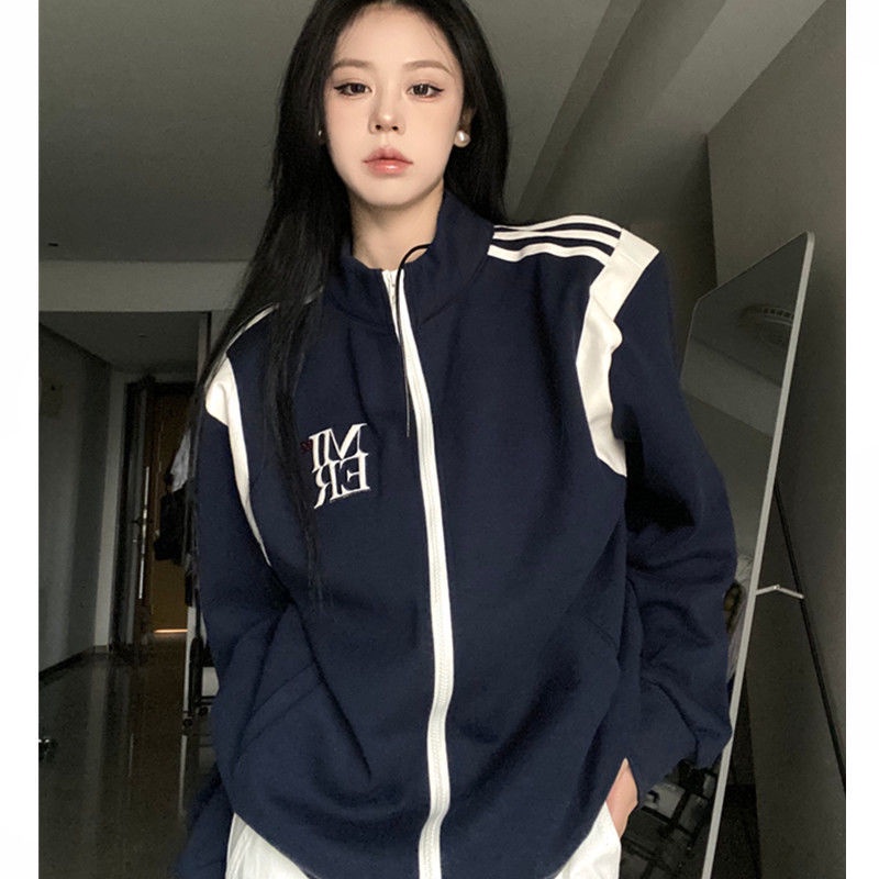 Áo Khoác Bóng Chày Bằng Da Hai Dây Khóa Kéo Phong Cách Hàn Quốc Thời Trang Mùa Thu 2022