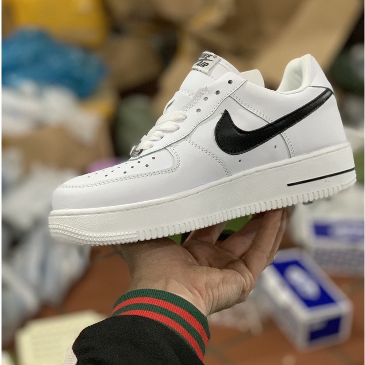 Giày Thể Thao Nam Nữ, Giày_Nike Trắng vệt đen Air Force 1 Hàng Đẹp Full Box Bill hót nhất cho nam nữ