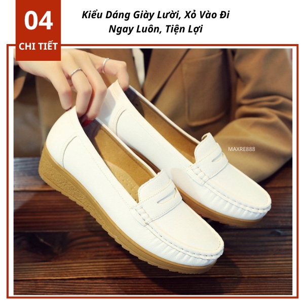 Giày Lười Nữ Đế Độn Da Mềm Êm Chân Thoáng Khí Phong Cách Thời Trang Hàn Quốc Cá Tính Đi Làm Đi Chơi