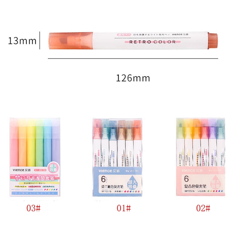Set bút đánh dấu 6 màu phong cách Hàn Quốc độc đáo