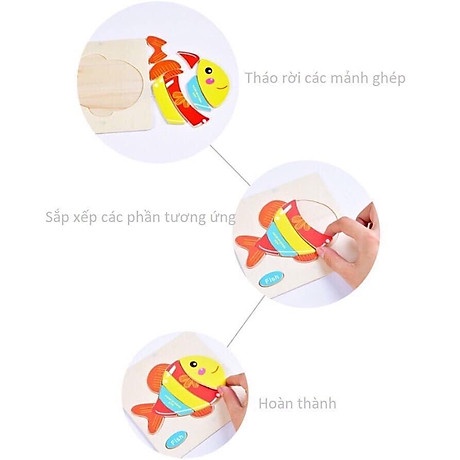 Tranh ghép gỗ 3d, tranh ghép nhiều hình ngộ nghĩnh giúp bé phát triển tư duy cho bé ( Được Chọn Mẫu)