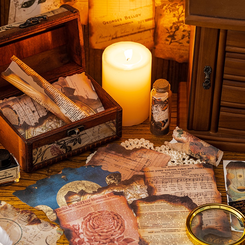 Set 30 Tờ Giấy Hình Bản Đồ In Chữ Phong Cách Vintage Dùng Trang Trí Sổ Tay DIY