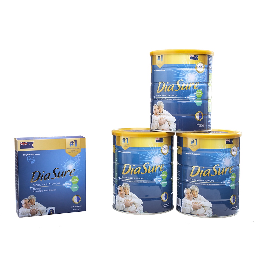 Sữa non DiaSure chính hãng lon 850g  (Mua 3 tặng 1hộp 450G) - Cung cấp dinh dưỡng toàn diện cho người bị tiểu đường