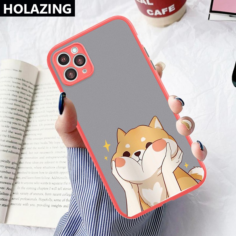 Camera Lens Protective Phone Case iPhone 12 Mini 11 Pro Max iXS Max XR SE 2020 8 Plus 7 6S vỏ điện thoại Cute Shiba Inu Matte Scrub PC Hard Cover Anti-Scrach Shockproof