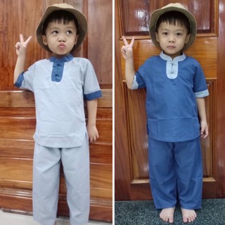 Đồ Lam Đi Chùa# 2Nút Phối Cho Bé Iu