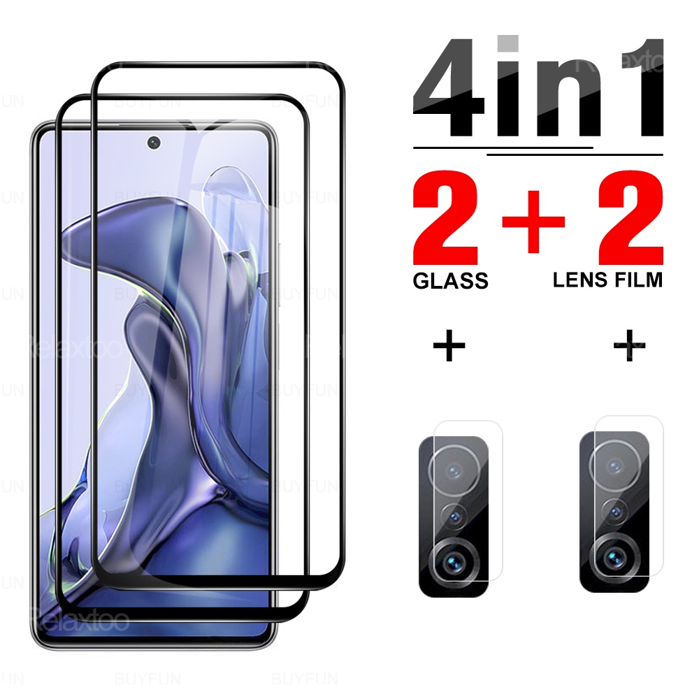 Kính cường lực 4 trong 1 bảo vệ ống kính máy ảnh cho Xiaomi Mi 11T 11T Pro Mi 11 T Pro
