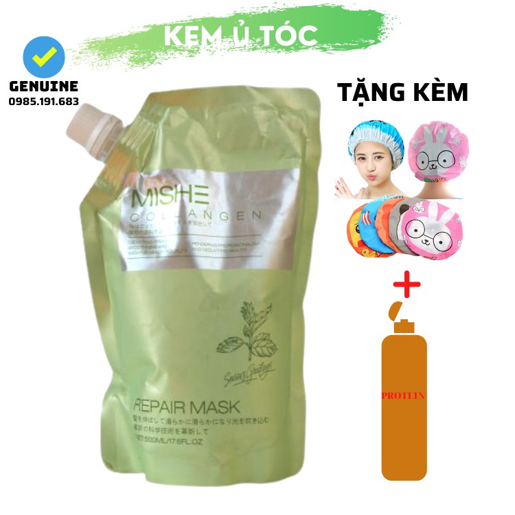 [Tặng mũ ủ] Kem ủ Tóc Hấp Phục Hồi MiShe Collagen Ngăn Ngừa Rụng Tóc 500ml