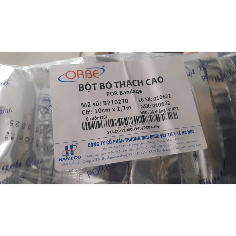 Bột bó y tế thạch cao Orbe chất lượng cao Gói nhỏ 10 cm Túi 6 cuộn