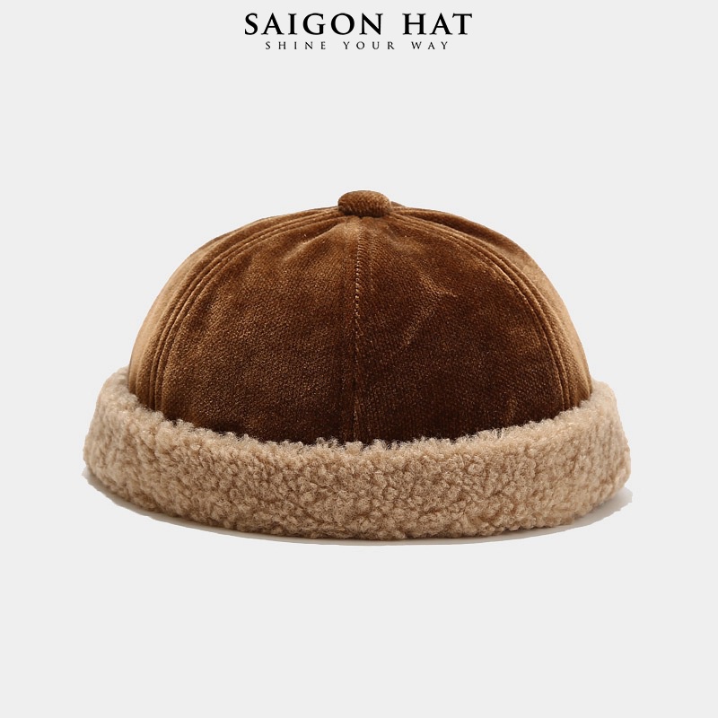 Mũ nồi tròn miki hat nam nữ không vành nhung viền lông form đẹp beanie thời trang thu đông kiểu SAIGON HAT