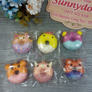 Squishy Hình Bánh Donut Siêu Ngộ Nghĩnh Giá Rẻ kèm Móc Khoá