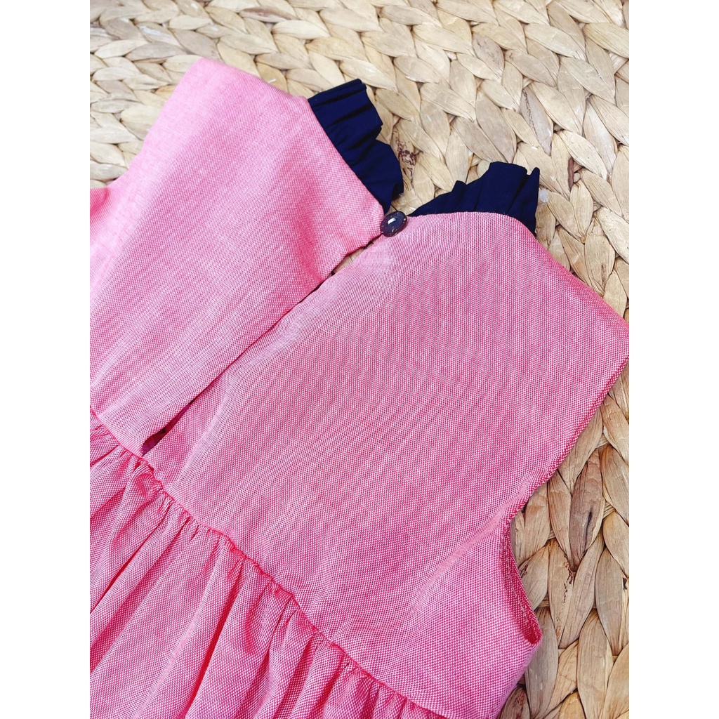 Đầm Sát Nách Nơ Cổ Màu Hồng Cho Bé Gái SoraChan - M080