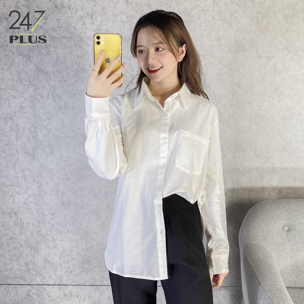 Áo sơ mi dài tay phong cách ulzzang vintage hàn quốc dáng rộng - Kiểu áo sơ mi nữ Bigsize suông
