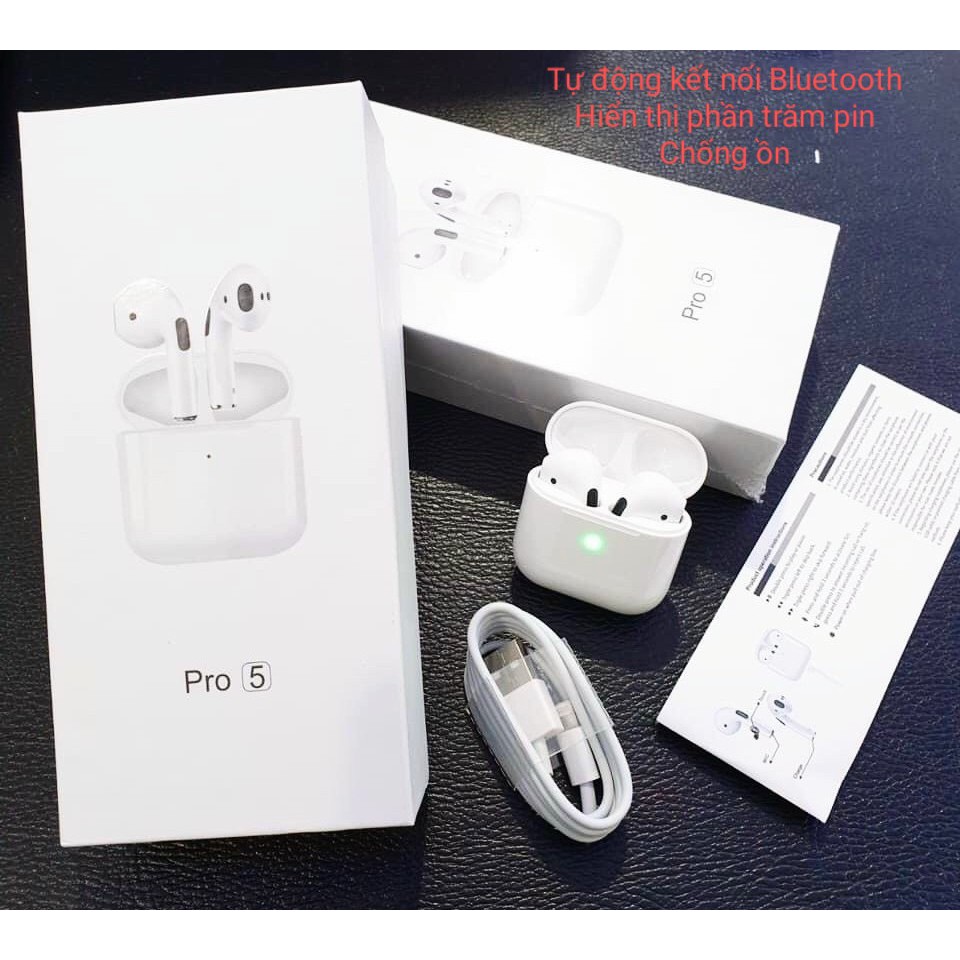 Tai nghe Airpods Pro 5- tự động kết nối bluetooth, định vị, đổi tên, chống ồn – bảo hành 6 tháng