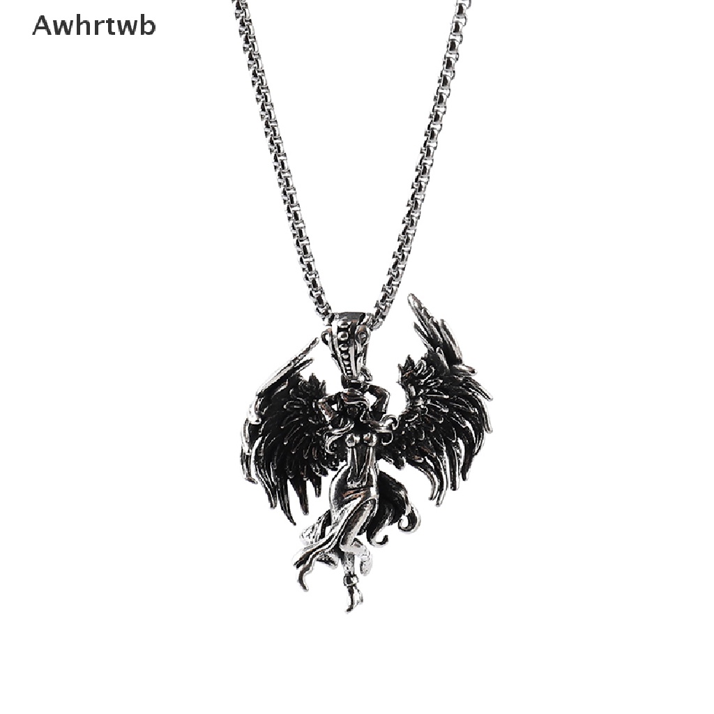 Vòng cổ Mặt Hình Thiên Thần Ác Quỷ Màu Bạc Phong Cách Vintage Cho Nam Và Nữ Mới