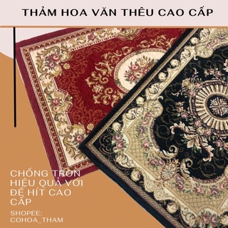 Thảm thêu hoạ tiết hoa văn sang trọng dày dặn sắc nét - thảm cao cấp size 40*60cm