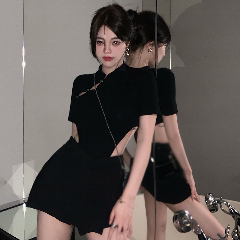 Áo liền quần Tay Ngắn Màu Sắc Thanh Lịch Cho Nữ