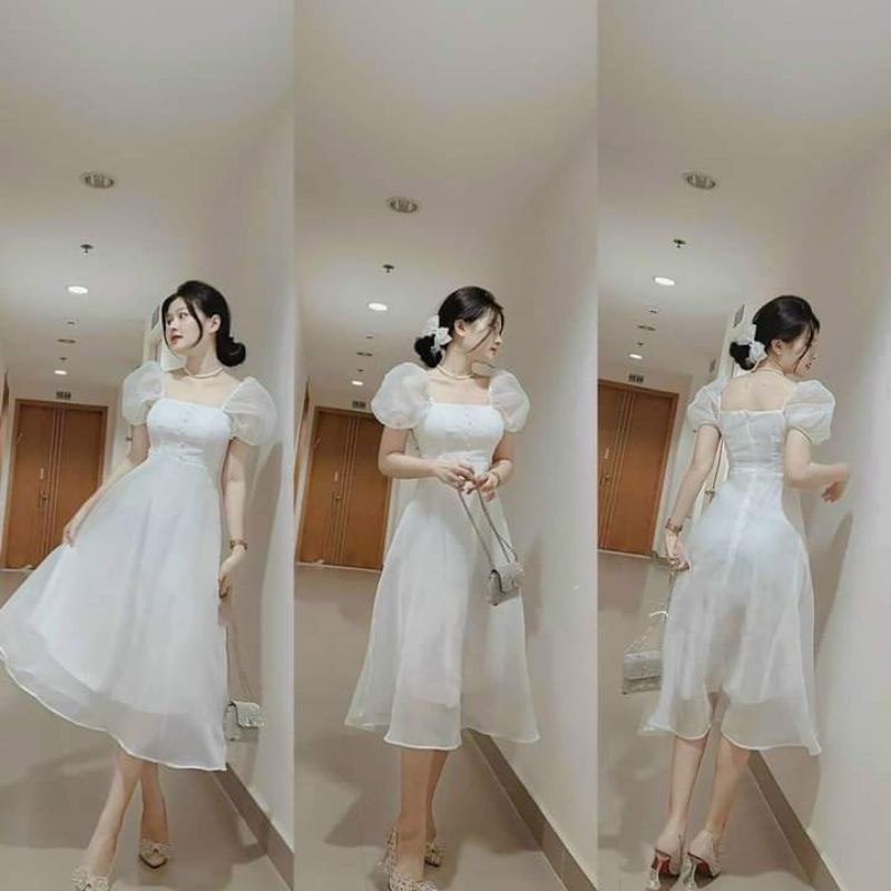 Đầm trắng công chúa hàng thiết kế vải cao cấp.Ảnh shop chụp thật cuối trang