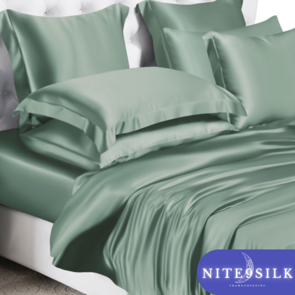 Bộ Chăn Ga Gối Lụa Cao Cấp Set 5 Món Chăn Ga Gối Lụa Thoáng Mát, Mềm Mại, Màu Xanh Mint - Nite9 Silk | BigBuy360 - bigbuy360.vn