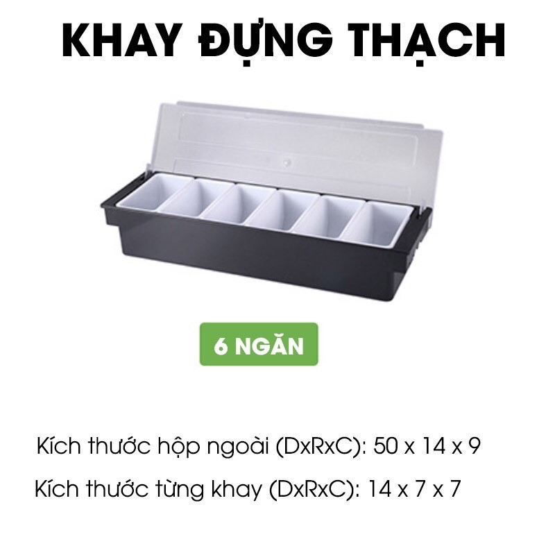 Khay đựng thạch, trái cây, topping 3 ngăn - 4 ngăn- 5 ngăn - 6 ngăn