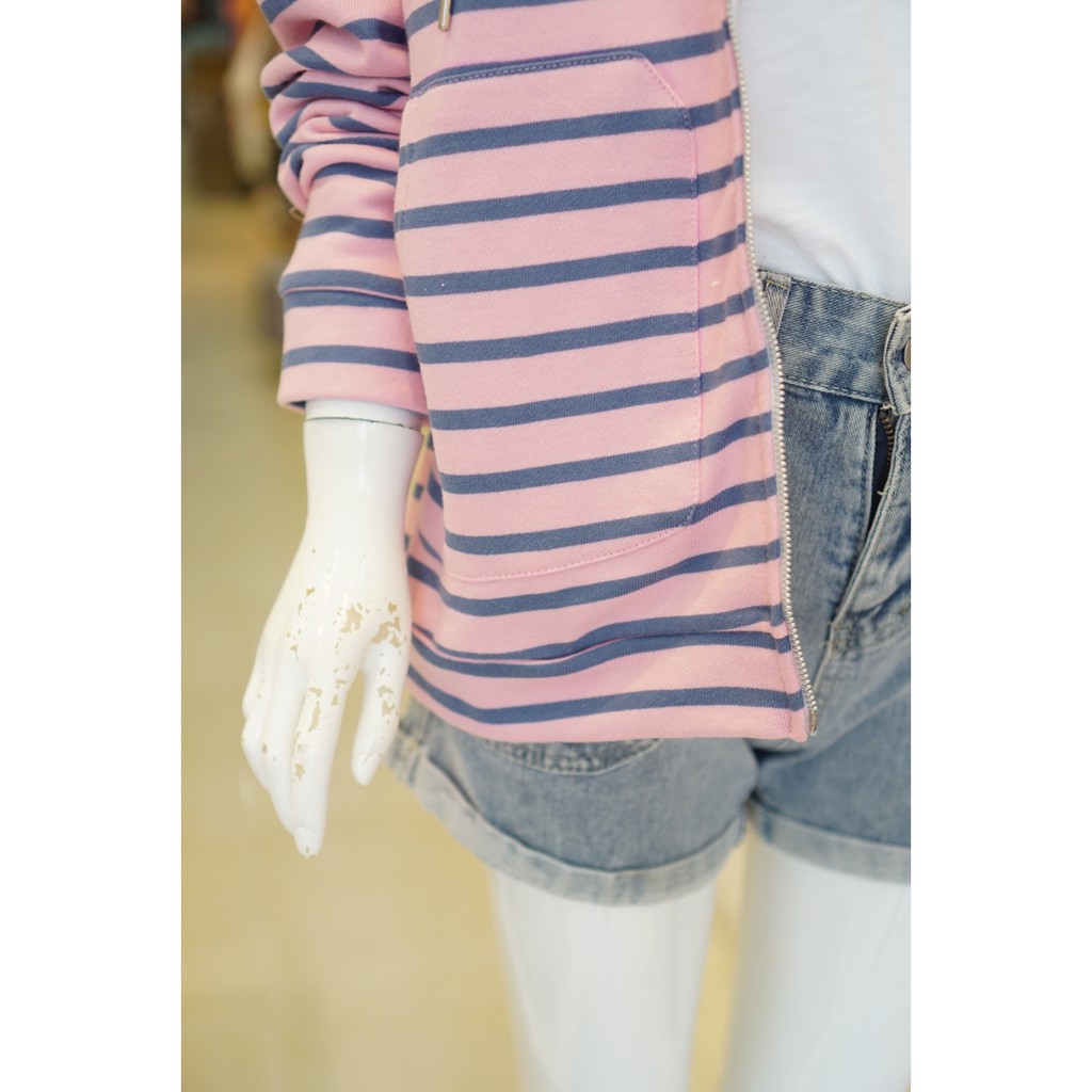 [Mã WAMT1505 giảm 10K đơn 0K] Áo Khoác Thun Menina Sọc 074 Hồng | BigBuy360 - bigbuy360.vn