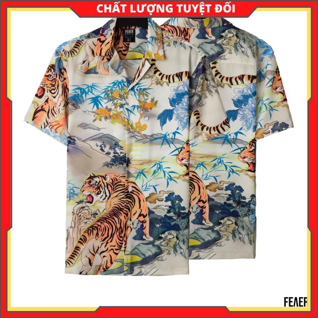 Áo sơ mi họa tiết hổ mây Tiger Z mặc hằng ngày, đi chơi hoặc du lịch, chất Lụa chéo - Cao Cấp [Hàng Bao Đẹp]