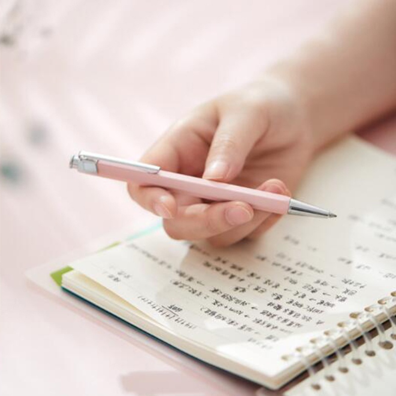 1 Bộ Bút Bi Có Thể Thu Gọn Ngòi 0 5mm Màu Xanh Lá / Hồng / Xanh Lá / Xanh Dương Dùng