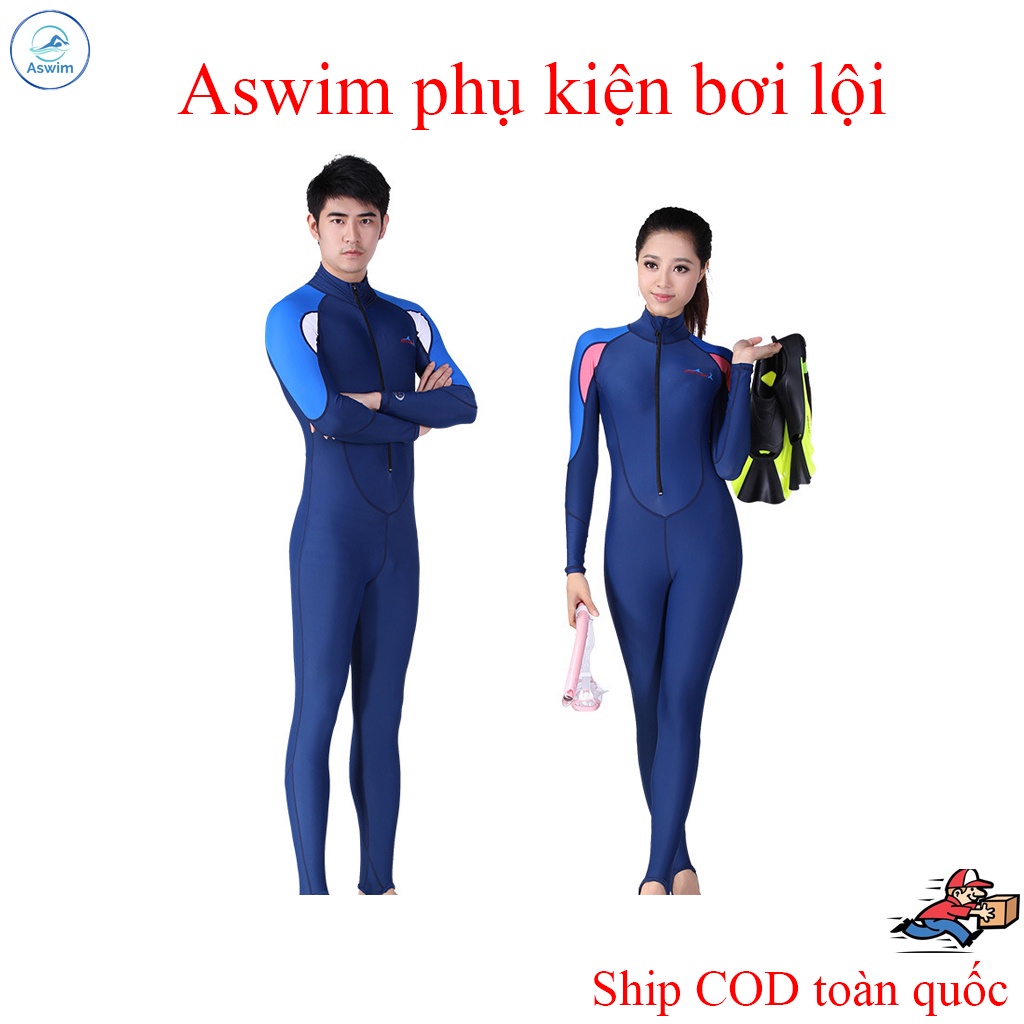 Đồ bơi liên thân, đồ bơi nam nữ, chất liệu co giãn, chống nắng gió, giữ ấm cơ thể Aswim