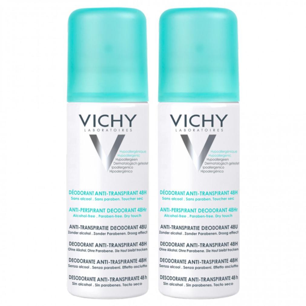 Vichy Desodorant Anti-Transpirant 48h - Xịt Khử Mùi Ngăn Ố Vàng 125ml