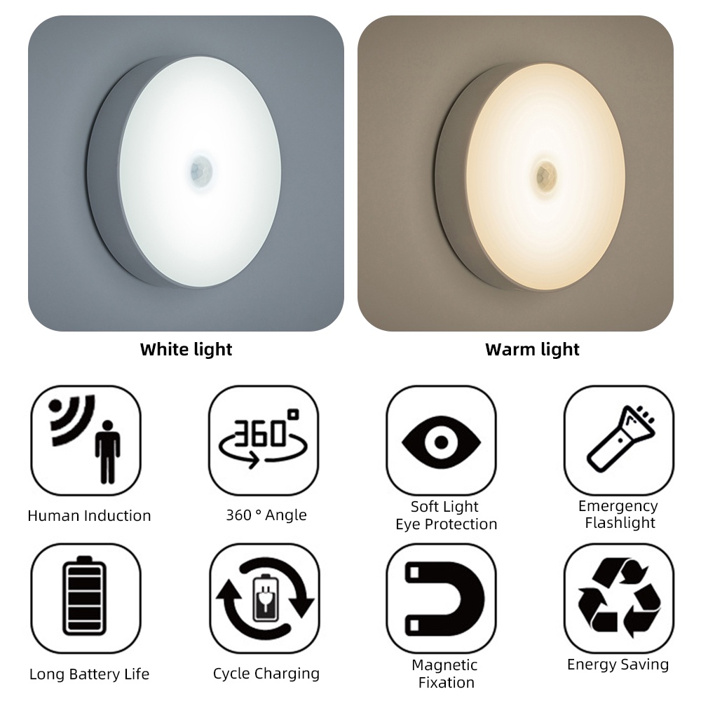 Đèn led cảm biến chuyển động GUUGEI thiết kế không dây sạc usb kèm đầu chuyển đổi