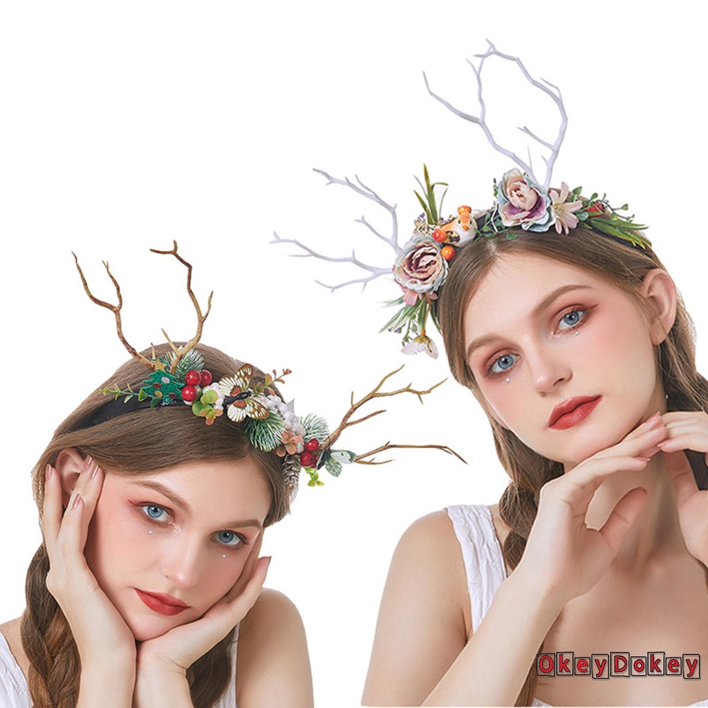 Băng đô cài tóc hình sừng tuần lộc/cây thông dễ thương cho nữ