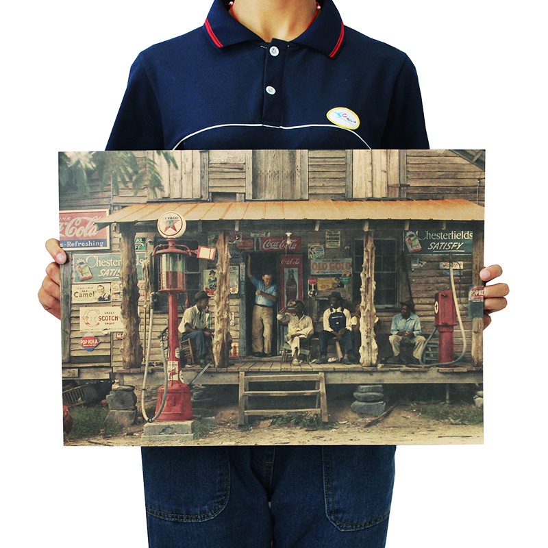 Tấm poster giấy kraft treo tường phong cách vintage dành cho trang trí quán cà phê