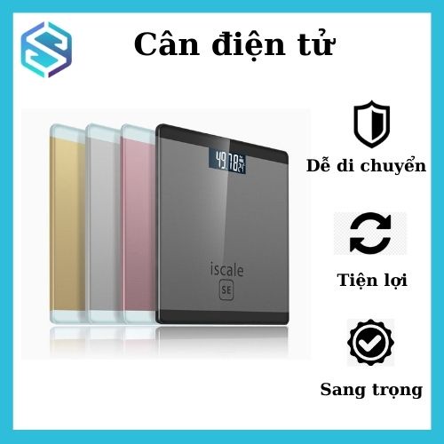 [ Màu ngẫu nhiên] Cân Điện Tử Sức Khỏe gia đình Iscale - Cân điện tử cao cấp bề mặt kính cường lực, tải Trọng 180kg