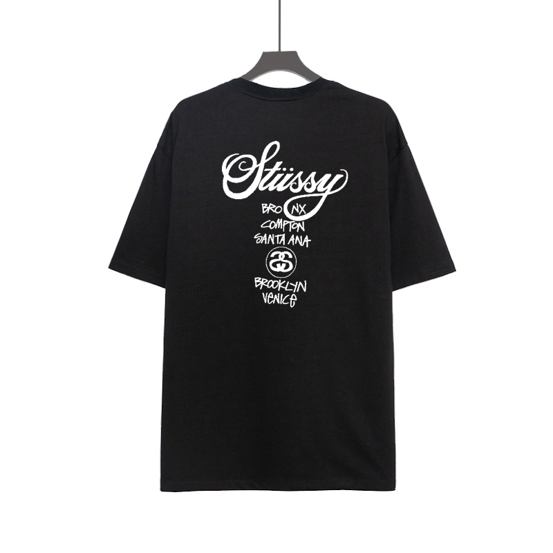 STUSSY Áo thun tay ngắn cổ tròn dáng rộng ST6 #