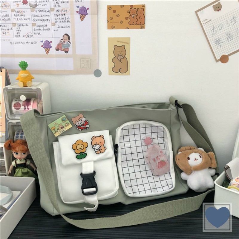 [Mã FASHIONCB264 giảm 10K đơn bất kỳ] Túi Vải Canvas Đeo Vai Phong Cách Hàn Quốc Xinh Xắn Dành Cho Nữ