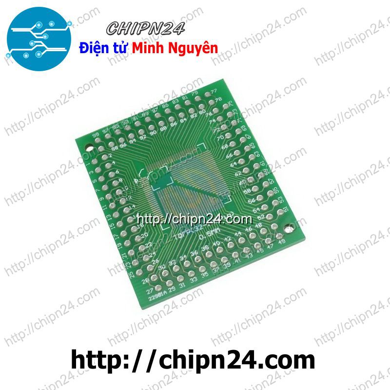 [1 CÁI] Đế chuyển LQFP QFP FQFP TQFP 32/ 44/ 64/ 80/ 100 0.5/0.8mm to DIP (PCB chuyển, Mạch chuyển)